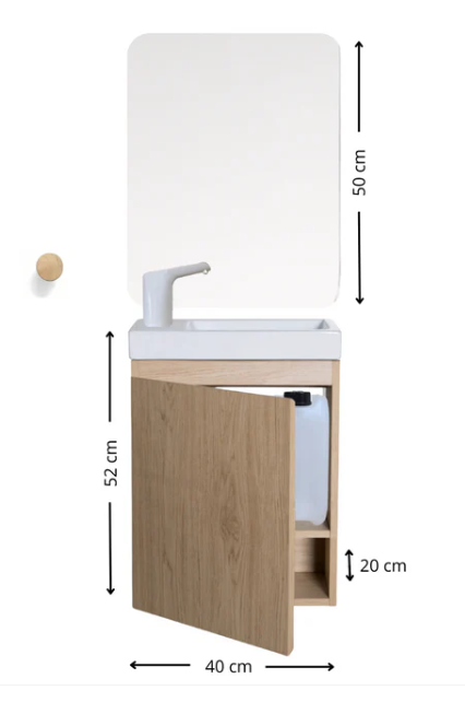 Montessori washbasin set with mirror and towel rack - for children aged 18 months to 8 years - wood effect