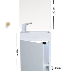 Montessori washbasin set with mirror and towel rack - for children aged 18 months to 8 years - WHITE