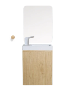Montessori washbasin set with mirror and towel rack - for children aged 18 months to 8 years - wood effect