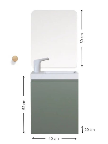 Montessori washbasin set with mirror and towel rack - for children aged 18 months to 8 years - GREEN